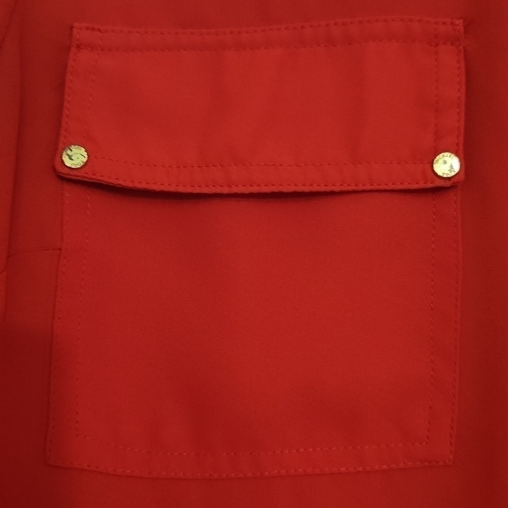 2for$10 Michael Kors Red Blouse Tunic Zipper Front Career Work Elegant Party - Picture 5 of 9